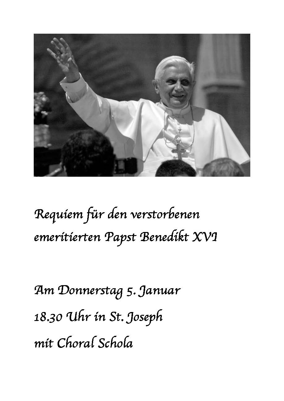 Requiem für den verstorbenen emeritierten Papst Benedikt XVI